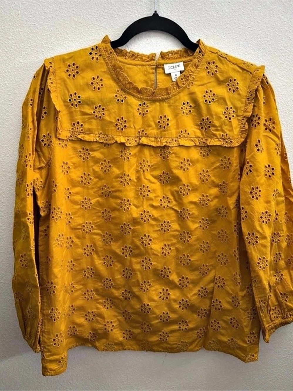 J.Crew Eyelet Floral Blouse in Yellow Size Small